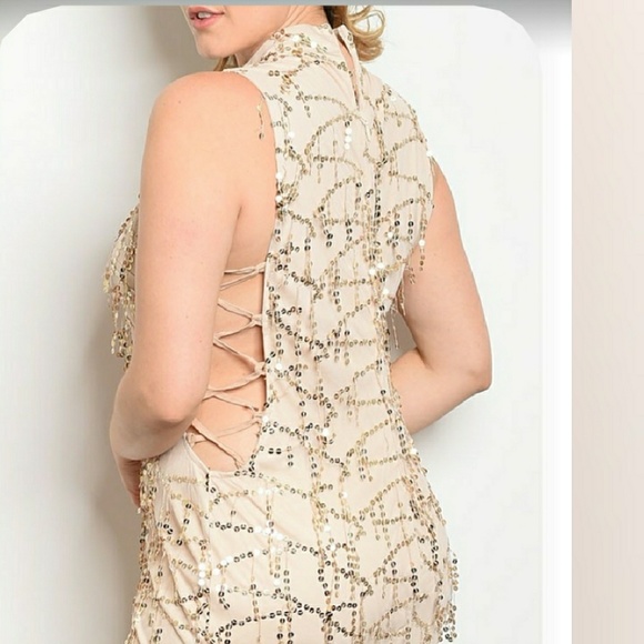 Dress NUDE WITH SEQUINS PLUS SIZE - Picture 3 of 5